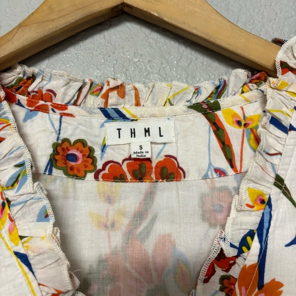 THML Cindy Short Sleeve V Neck Floral Tiered Long Dress Multicolor Size S - Picture 6 of 8